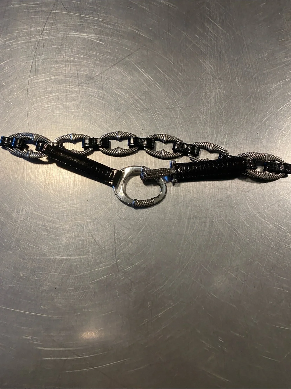 Brighton Black and Silver Chain-Link Belt with Oval Hardware size 34